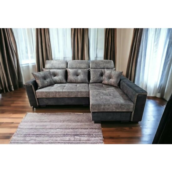 Colțar Paris Tip 1 extensibil, cu ladă de depozitare, saltea memory foam și micro pocket, structură din fag, 240x165 cm picture - 5