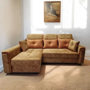 Colțar Paris Tip 1 extensibil, cu ladă de depozitare, saltea memory foam și micro pocket, structură din fag, 240x165 cm