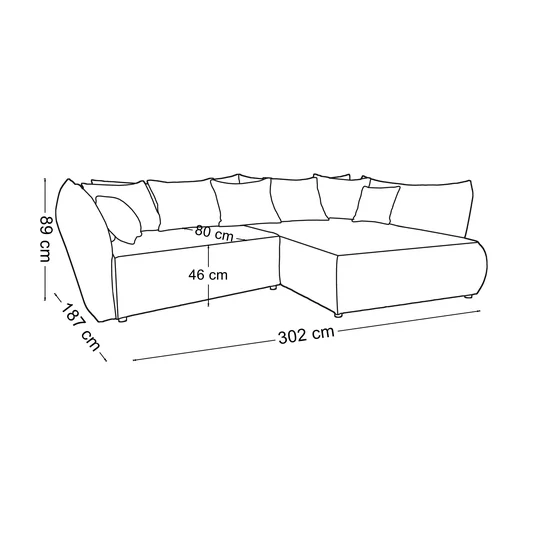 Colțar extensibil Bayo, ladă depozitare, spumă poliuretanică + arcuri sinusoidale, structură din lemn, tapițat cu stofă rezistentă, 302x187x89 cm, personalizabil picture - 4