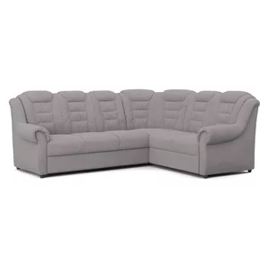 Colțar Bolzano, extensibil cu ladă depozitare, spătar înalt pentru confort, tapițat cu stofă, 266x216 cm, gri