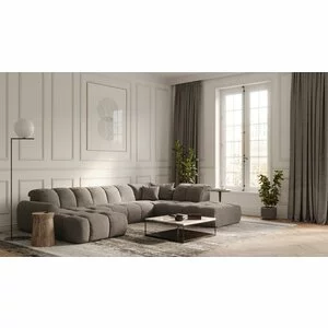 Colțar Bullet extensibil, cu tetiere reglabile, tapițat cu stofă, 294x194x80 cm