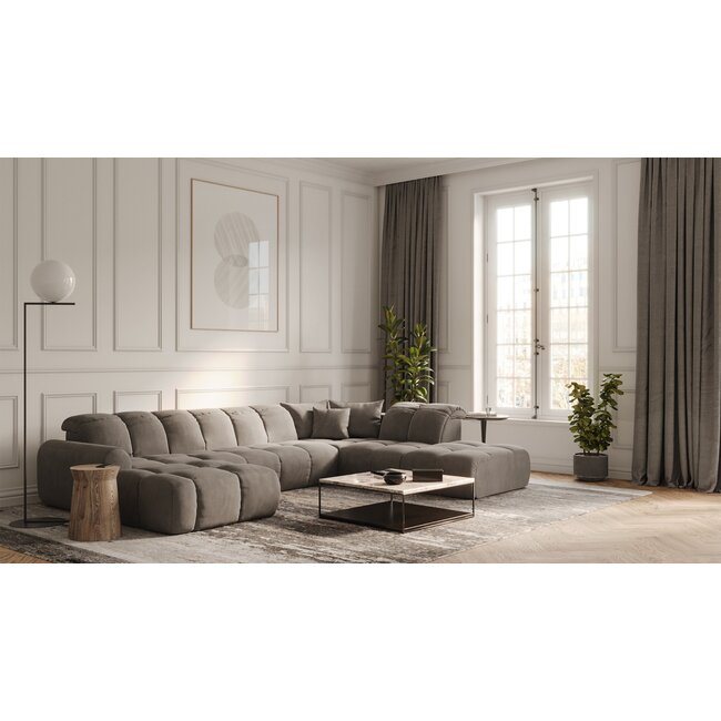 Colțar Bullet extensibil, cu tetiere reglabile, tapițat cu stofă, 294x194x80 cm