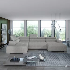Coltar CAMPO XL, 374x220x101 cm, materiale personalizabile, gama Premium, cu reglaj electric