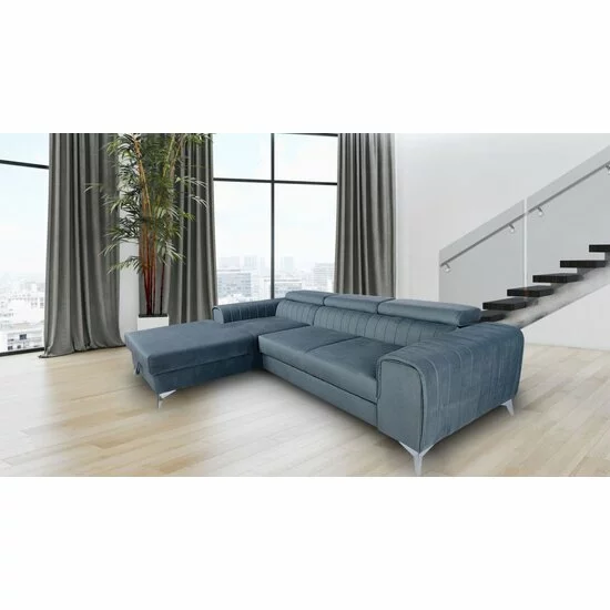 Colțar Clement extensibil, tetieră reglabilă, ladă depozitare, suprafață dormit 120x210 cm, 271x182 cm, gri picture - 6