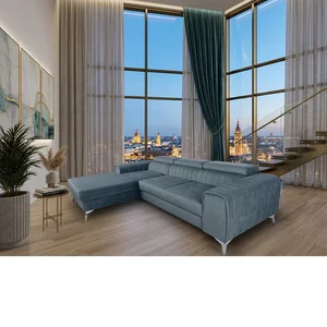 Grup Clement extensibil, gri - 271x182 cm, suprafata de dormit 120x210 cm, tetieră reglabilă, ladă depozitare