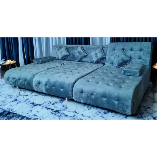 Colțar Cairo, albastru - 300x190 cm ,extensibil, ladă depozitare, tapițerie stofă premium, suprafață dormit mare picture - 7