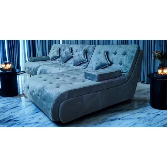 Colțar Cairo, albastru - 300x190 cm ,extensibil, ladă depozitare, tapițerie stofă premium, suprafață dormit mare picture - 8