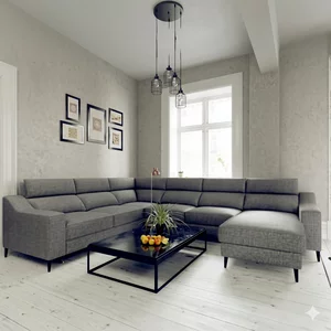 Coltar cu insulă Malibu U, spațiu generos, tapițerie premium, 145/88/93 cm, culoare personalizată