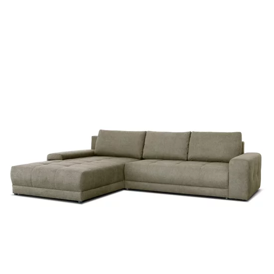 Colțar Adria extensibil, cu ladă de depozitare, tapițat cu stofă, 310x210 cm, gri / maro picture - 10