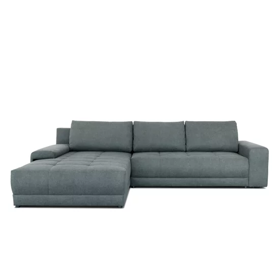 Colțar Adria extensibil, cu ladă de depozitare, tapițat cu stofă, 310x210 cm, gri / maro picture - 5