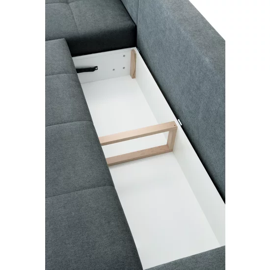 Colțar Adria extensibil, cu ladă de depozitare, tapițat cu stofă, 310x210 cm, gri / maro picture - 7