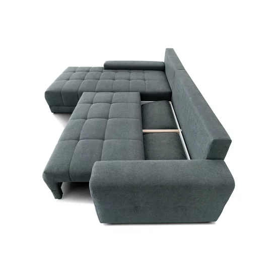 Colțar Adria extensibil, cu ladă de depozitare, tapițat cu stofă, 310x210 cm, gri / maro picture - 8