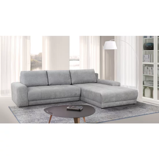 Colțar Adria extensibil, cu ladă de depozitare, tapițat cu stofă, 310x210 cm, gri / maro picture - 2