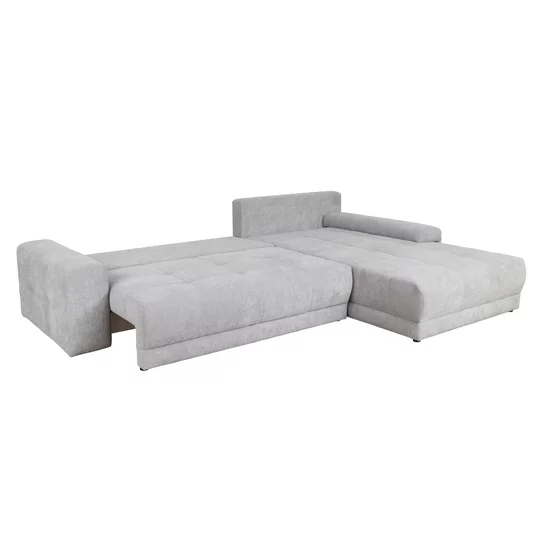 Colțar Adria extensibil, cu ladă de depozitare, tapițat cu stofă, 310x210 cm, gri / maro picture - 3