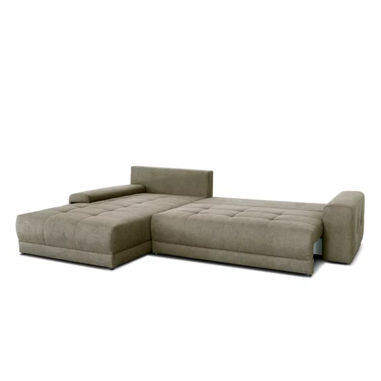 Colțar Adria extensibil, cu ladă de depozitare, tapițat cu stofă, 310x210 cm, gri / maro picture - 11