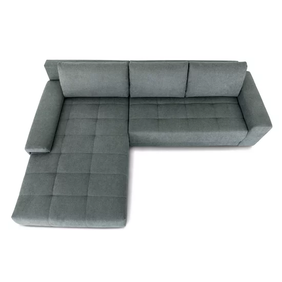 Colțar Adria extensibil, cu ladă de depozitare, tapițat cu stofă, 310x210 cm, gri / maro picture - 9