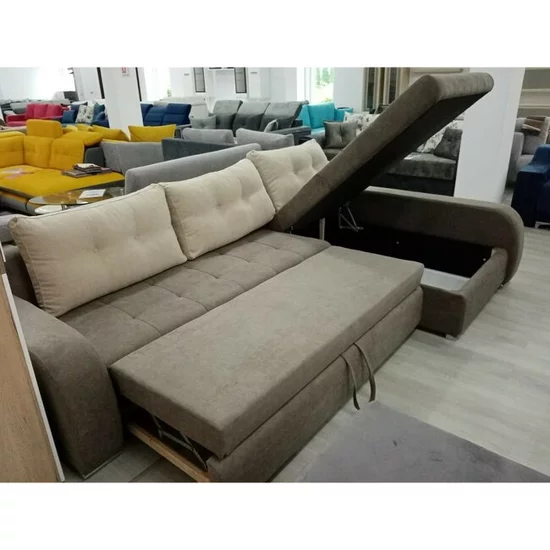 Colțar Como, Extensibil cu Ladă, Tapițerie, 300x180 cm, Gri picture - 3