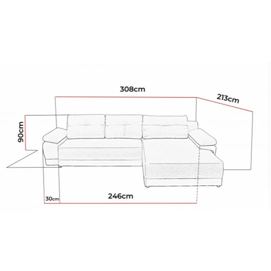 Colțar extensibil Everest, formă în L, tapițerie boucle, 308x213x90 cm, gri picture - 11