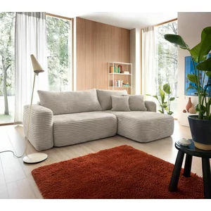 Colțar extensibil Billy, ladă de depozitare, stofă premium raiata, pațiu de dormit generos, dimensiuni 264 x 162 x 82 cm