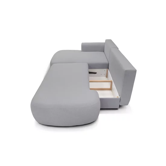 Colțar Extensibil Ariola Cu Ladă Depozitare, Stofă Catifea, 286x175x91 cm, Gri picture - 24