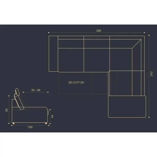 Colțar extensibil Brazilia,culoare personalizabila - 286x242 cm, tetiere rabatabile și brațe reglabile, cadru lemn și poliuretan picture - 18