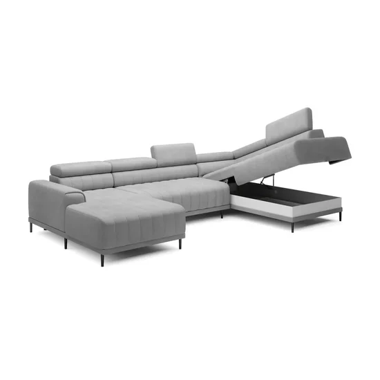 Coltar extensibil CALDO XL, 342X200X99 cm, materiale personalizabile, gama Premium, cu lada depozitare si tetiere reglabile picture - 2