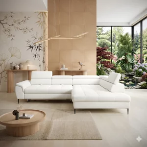 Coltar extensibil EMPOLI L,  289X218X94 cm, materiale personalizabile, gama Premium, cu lada depozitare si tetiere reglabile