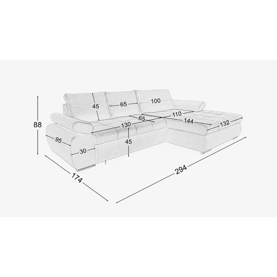 Coltar Extensibil Inferno stofa Aston 17 294x174x88 cm Culoare gri picture - 13