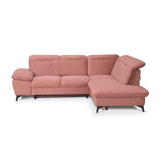 Colțar extensibil Lora, culoare personalizabila - 268x212 cm, tetiere rabatabile, cadru lemn esență tare și PAL, arcuri sinusoidale și poliuretan, picioare metalice H 12,3 cm picture - 2