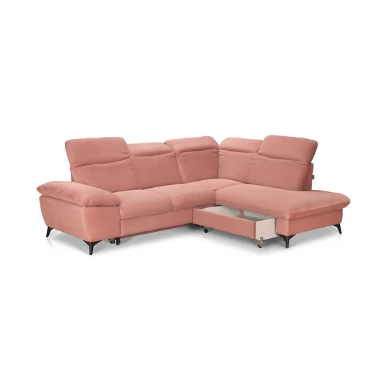 Colțar extensibil Lora, culoare personalizabila - 268x212 cm, tetiere rabatabile, cadru lemn esență tare și PAL, arcuri sinusoidale și poliuretan, picioare metalice H 12,3 cm picture - 4