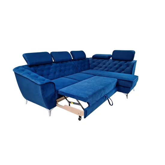 Colțar extensibil Lotus, culoare personalizabila - 274 x 196 cm, tetiere reglabile și ladă de depozitare, structură din fag masiv și arc sinusoidal picture - 3