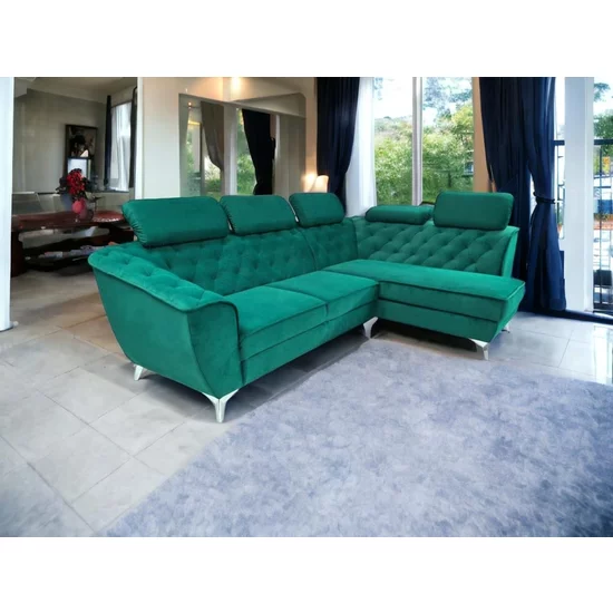 Colțar extensibil Lotus, culoare personalizabila - 274 x 196 cm, tetiere reglabile și ladă de depozitare, structură din fag masiv și arc sinusoidal picture - 7