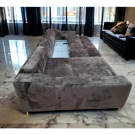 Colțar Roma Tip 2 extensibil, ladă depozitare, stofă premium, 342x166 cm, Gri picture - 4