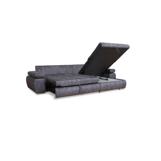 Colțar extensibil Sun, ladă depozitare și spațiu de dormit 230x160 cm, spumă poliuretanică și arcuri, stofă rezistentă, 294x174x88 cm, gri picture - 5