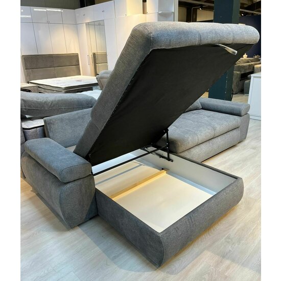 Colțar extensibil Sun, ladă depozitare și spațiu de dormit 230x160 cm, spumă poliuretanică și arcuri, stofă rezistentă, 294x174x88 cm, gri picture - 3