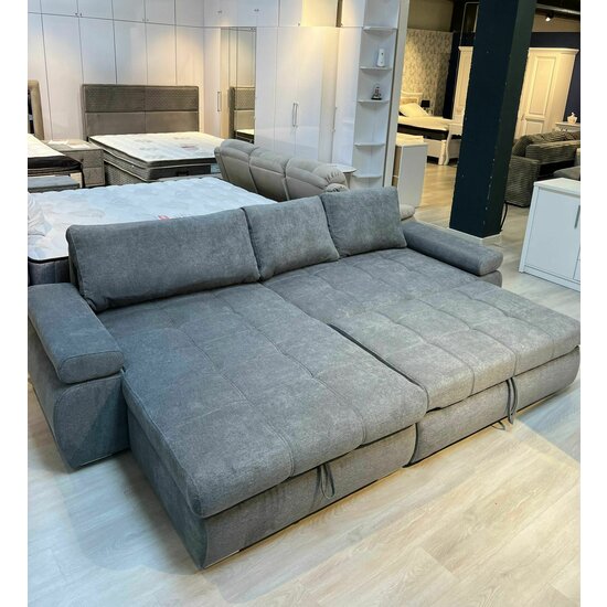 Colțar extensibil Sun, ladă depozitare și spațiu de dormit 230x160 cm, spumă poliuretanică și arcuri, stofă rezistentă, 294x174x88 cm, gri picture - 13