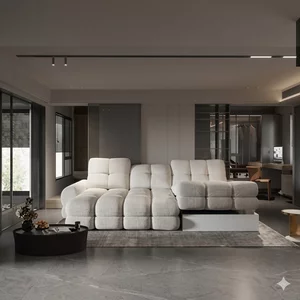 Coltar extensibil TOLLO MINI,  283X171X105 cm, sezlong dreapta, stofa catifelata, cu lada depozitare si reglaj electric