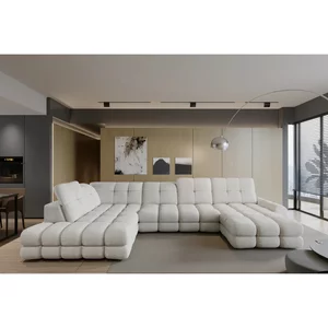 Coltar extensibil TOLLO XL, 400X217X105 cm,  sezlong stanga, stofa catifelata, cu lada depozitare si reglaj electric