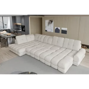 Coltar extensibil TOLLO XL, 400X217X105 cm,  sezlong stanga, stofa catifelata, cu lada depozitare si reglaj electric