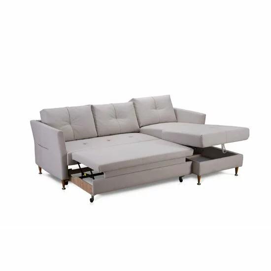 Colțar Freya extensibil, ladă depozitare, arcuri sinusoidale, 223x162x84 cm, gri picture - 3