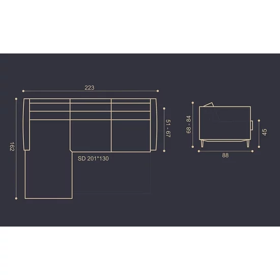 Colțar Freya extensibil, ladă depozitare, arcuri sinusoidale, 223x162x84 cm, gri picture - 8