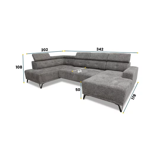 Colțar Kloe I, extensibil cu ladă depozitare și spațiu de dormit 276x85 cm, spumă poliuretanică și arcuri, 342x178x108 cm, personalizabil picture - 5