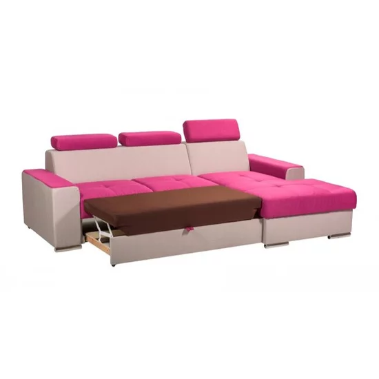 Colțar Leone extensibil, tetieră reglabilă, ladă depozitare, suprafață dormit 130x200 cm, 248x165 cm, gri picture - 5