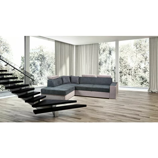 Colțar Leone extensibil, tetieră reglabilă, ladă depozitare, suprafață dormit 130x200 cm, 248x165 cm, gri picture - 2