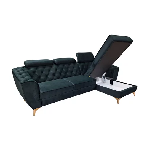 Grup extensibil Lotus, culoare personalizabila - 265x175cm, tetiere reglabile și ladă integrată, funcție de dormit și confort sporit, structură din fag masiv picture - 3