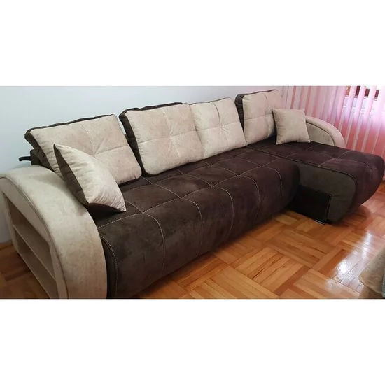 Colțar Madrid Tip 2 extensibil - 305x150 cm, cu ladă de depozitare, tapițerie stofă, saltea poliuretanică, structură fag picture - 10