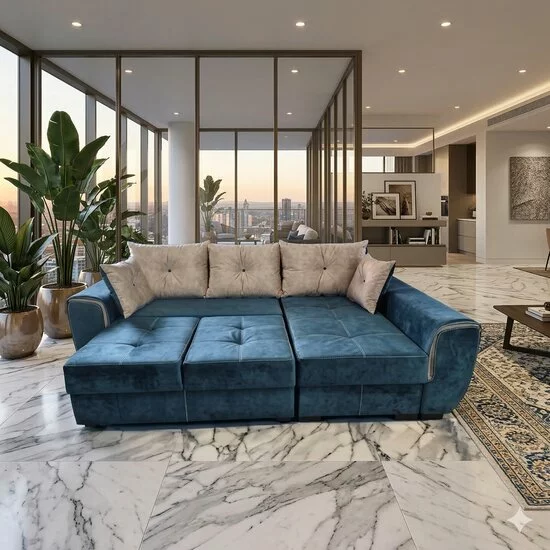 Colțar Milano Tip 1 extensibil - 260x160 cm, cu ladă de depozitare, tapițerie stofă rezistentă, saltea poliuretanică, structură fag picture - 2