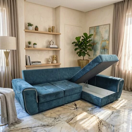 Colțar Milano Tip 1 extensibil - 260x160 cm, cu ladă de depozitare, tapițerie stofă rezistentă, saltea poliuretanică, structură fag picture - 3