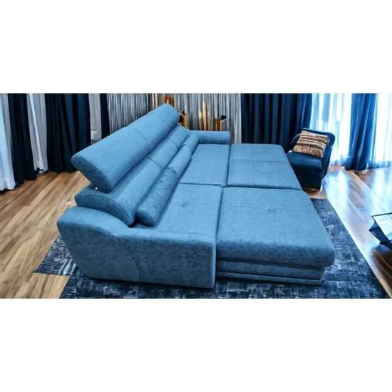 Colțar Monaco extensibil, albastru - 270x180 cm, ladă depozitare, stofă premium picture - 4