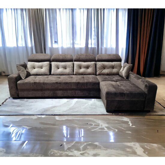 Colțar Viena Tip 2 extensibil, cu ladă de depozitare, saltea memory foam și micro pocket, structură fag stratificat, 320x165 cm picture - 4